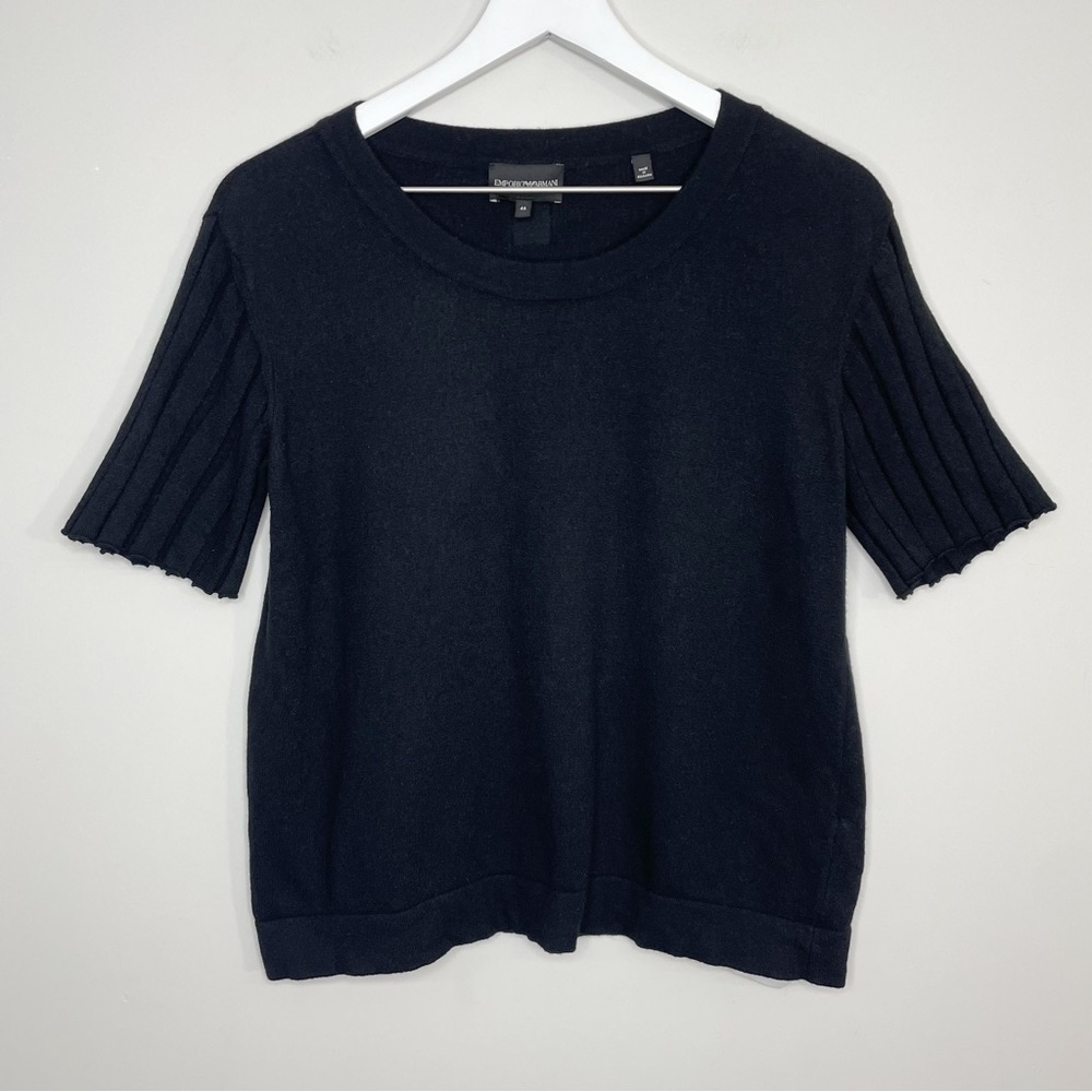 emporio Armani Black Short Sleeve Jumper